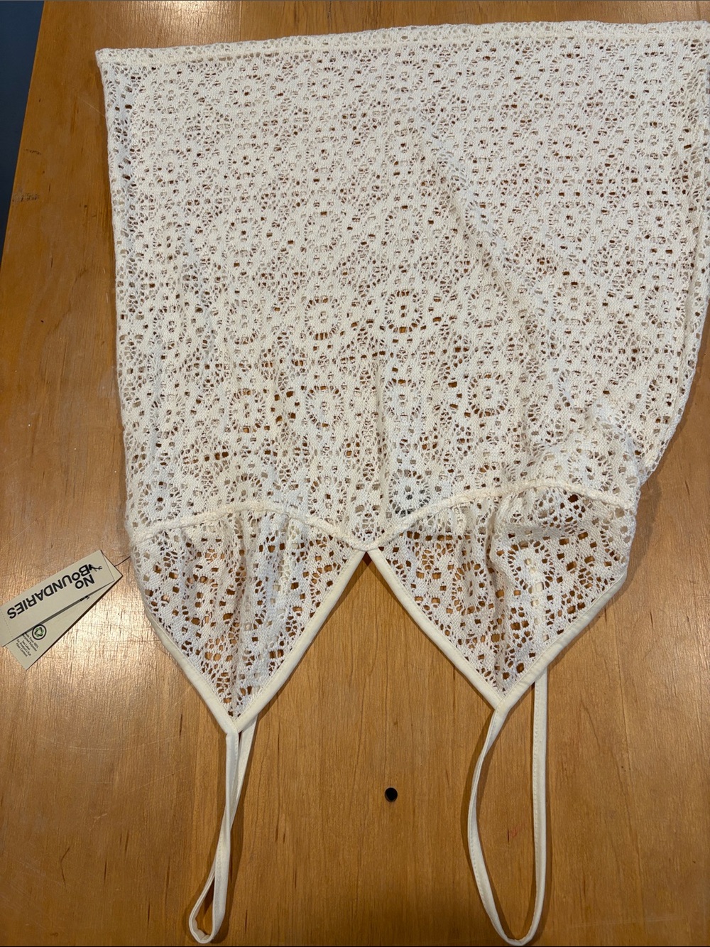 No Boundaries ~ Cream White Crochet Swim Coverup with Spaghetti Straps